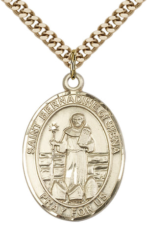 Saint Bernadine of Sienna Pendant - 24" Chain Necklace