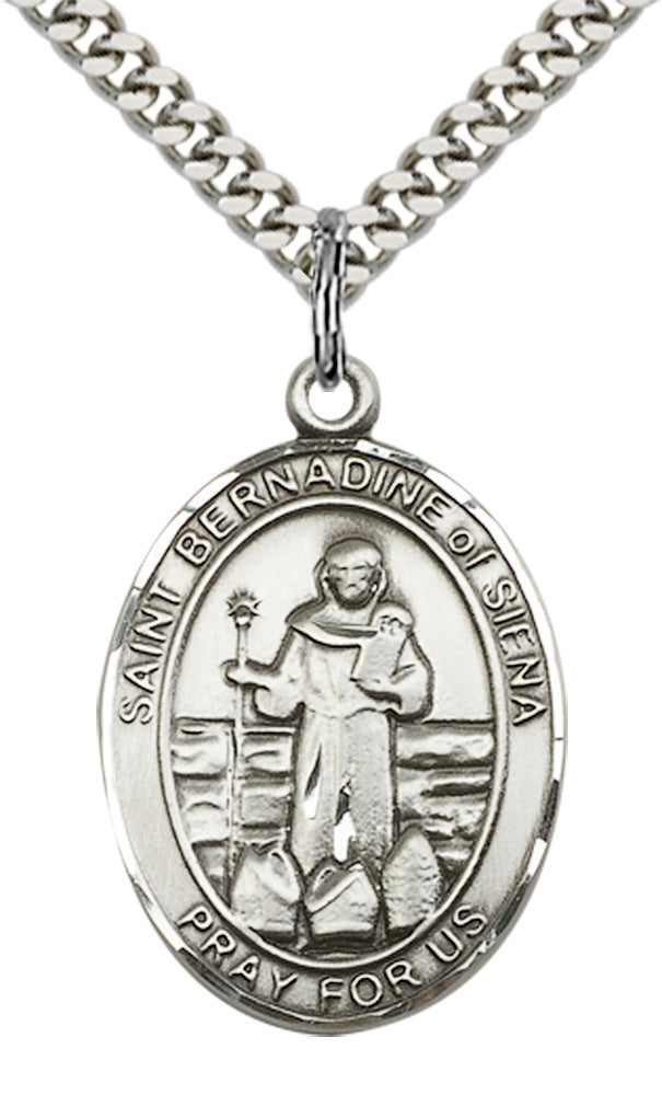 Saint Bernadine of Sienna Pendant - 24" Chain Necklace