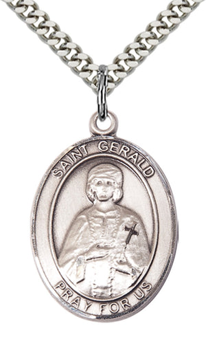 Saint Gerald Pendant - 24" Chain Necklace