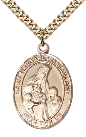 Saint Margaret of Scotland Pendant - 24" Chain Necklace