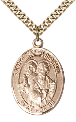 Saint Peter St Paul Pendant - 24" Chain Necklace