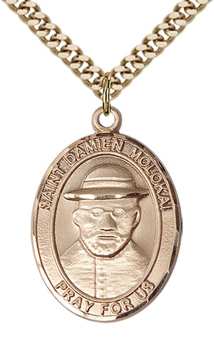 Saint Damien of Molokai Pendant - 24" Chain Necklace