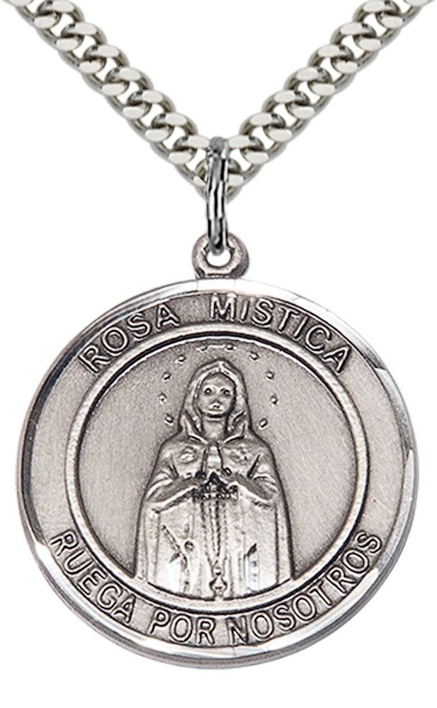 Our Lady Rosa Mystica Pendant - 24" Chain Necklace