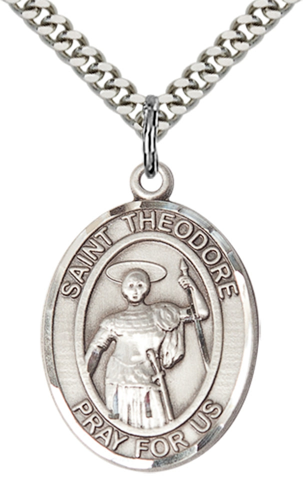 Saint Theodore Stratelates Pendant - 24" Chain Necklace