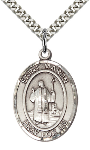 Saint Maron Pendant - 24" Chain Necklace