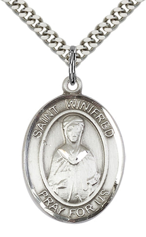 Saint Winifred of Wales Pendant - 24" Chain Necklace
