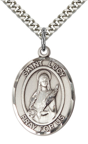 Saint Lucy Pendant - 24" Chain Necklace